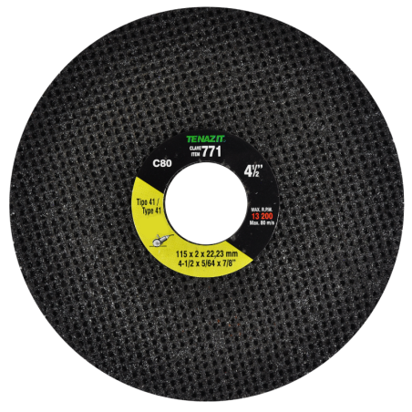 Disco tipo 41 de 4-1/2 x 5/64 x 7/8 Pulgadas para corte.