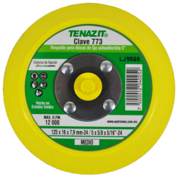 Respaldo de 5 x 5/8 x 5/16-24 Pulgadas para discos de lija autoadherible.