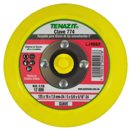 Respaldo de 5 x 5/8 x 5/16-24 Pulgadas para discos de lija autoadherible.