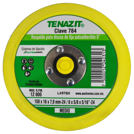 Respaldo de 6 x 5/8 x 5/16-24 Pulgadas para discos de lija autoadherible.