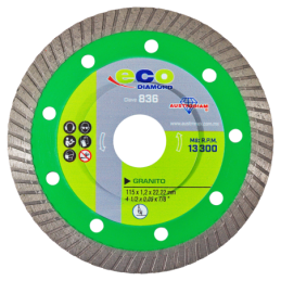 Disco turbo delgado de diamante  para corte de granito y mármol 4-1/2 x 0.05 x 7/8 Pulgadas.