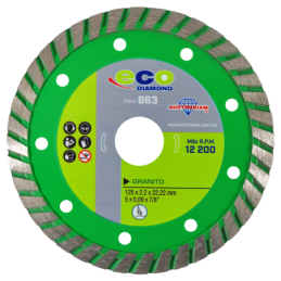 Disco turbo de diamante para corte de granito y mármol 5 x 0.09 x 7/8 Pulgadas.