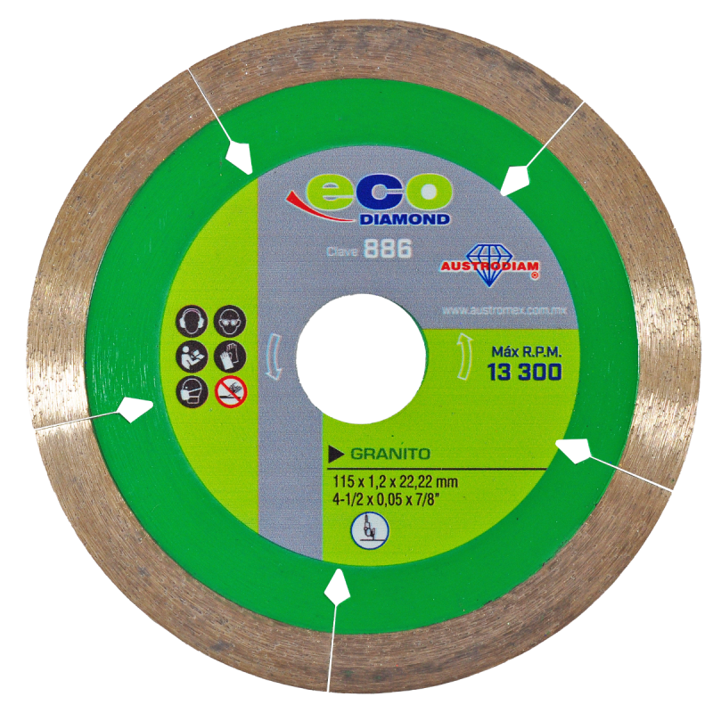 Disco de diamante con liga de cobre para corte 4-1/2 x 0.05 x 7/8 Pulgadas.