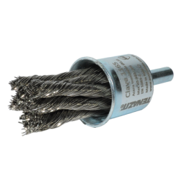 Cepillo trenzado de 25/32 x 0.014 x 1/4 Pulgadas con vástago para limpieza de superficies.