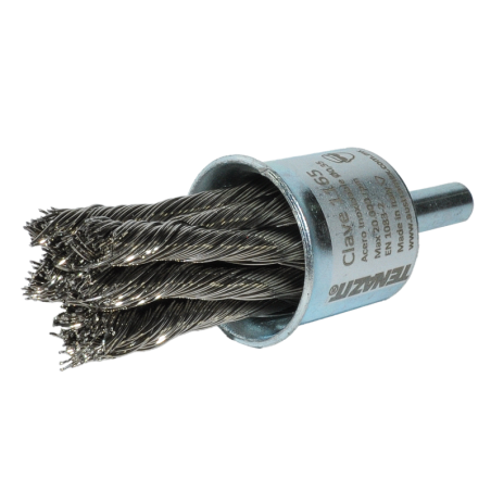 Cepillo trenzado de 25/32 x 0.014 x 1/4 Pulgadas con vástago para limpieza de superficies.