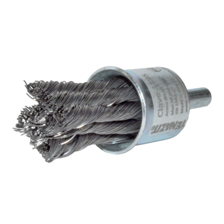 Cepillo trenzado de 25/32 x 0.014 x 1/4 Pulgadas con vástago para limpieza de superficies.
