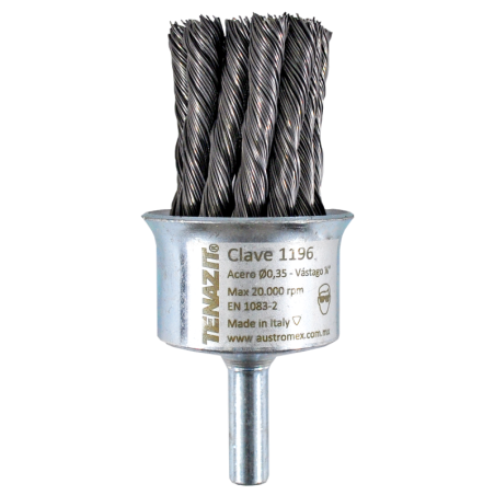 Cepillo trenzado de 1 3/16 x 0.014 x 1/4 Pulgadas con vástago para limpieza de superficies.