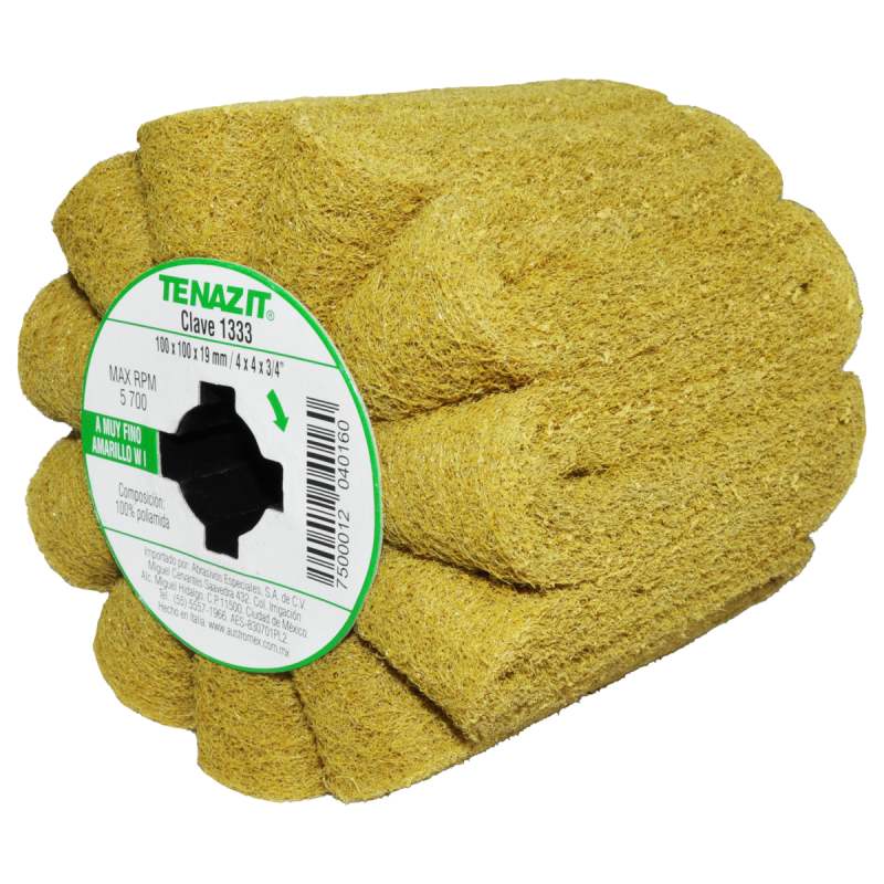 Rodillo de fibra de 4 x 4 x 3/4 Pulgadas, grano Muy Fino para satinado y acabado de superficies.