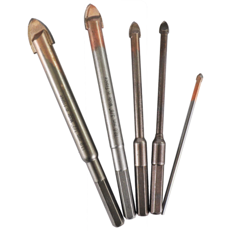 Juego de 5 brocas Premium de 3, 5, 6.5, 10, 13 mm para perforar vidrio, azulejo y materiales cerámicos.