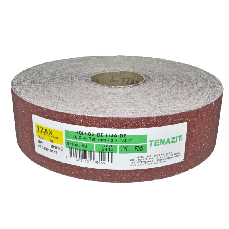 Rollo de lija de óxido de aluminio, grano 50 de 3 x 1800 Pulgadas