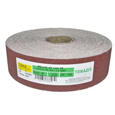 Rollo de lija de óxido de aluminio, grano 50 de 3 x 1800 Pulgadas