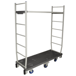 Carro de plástico ligero con freno de 50 x 17 Pulgadas para transporte de material con capacidad máxima de 500 kg.