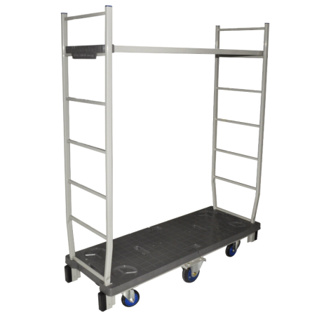 Carro de plástico ligero con freno de 50 x 17 Pulgadas para transporte de material con capacidad máxima de 500 kg.