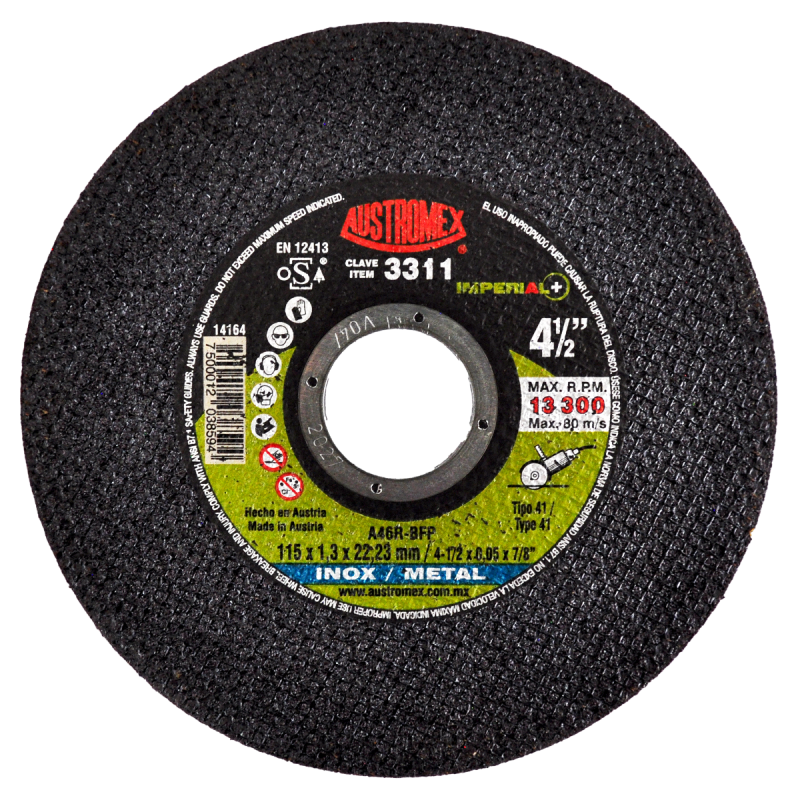 Disco para corte de inox y metal de 4-1/2 x 0.05 x 7/8 Pulgadas