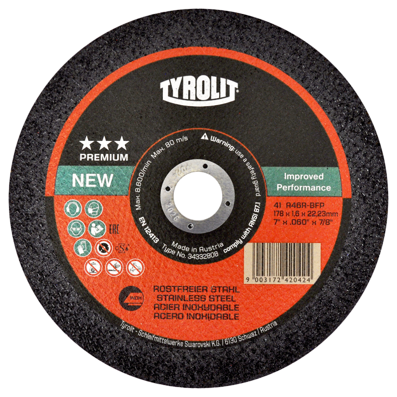 Disco de corte de 7 x 1/16 x 7/8 Pulgadas para acero inoxidable