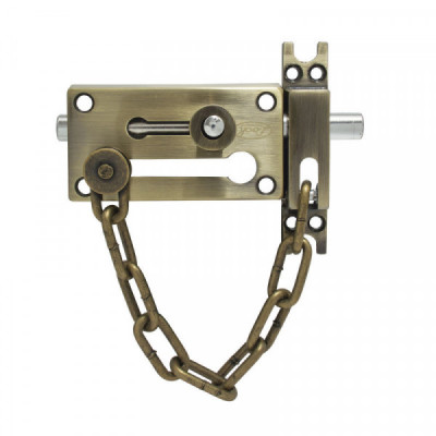 L048LAB LOCK Pasador de sobreponer de cadena latón antiguo