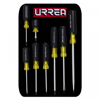 9400D URREA Juego de 8 destornilladores cushion grip combinado