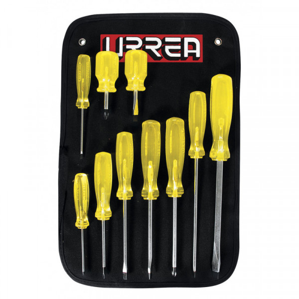 JBUD02 URREA Juego de 10 destornilladores ámbar combinado Urrea | DIHERESA