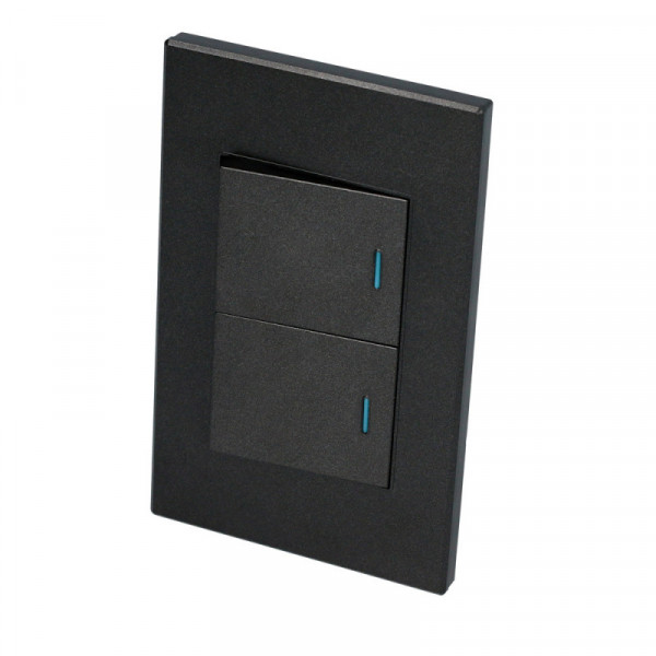 P622N SURTEK Placa con 2 Switch 1/2 color negro Surtek | DIHERESA