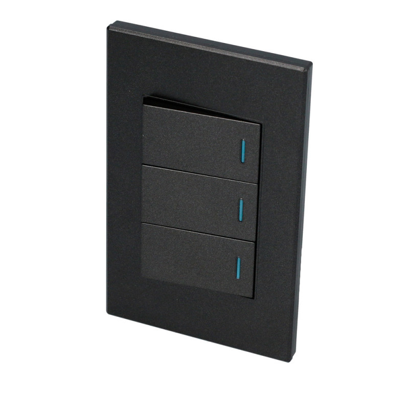 P623N SURTEK Placa con 3 Switch 1/3 color negro Surtek | DIHERESA P623N SURTEK Placa con 3 Switch 1/3 color negro Surtek | DIHERESA