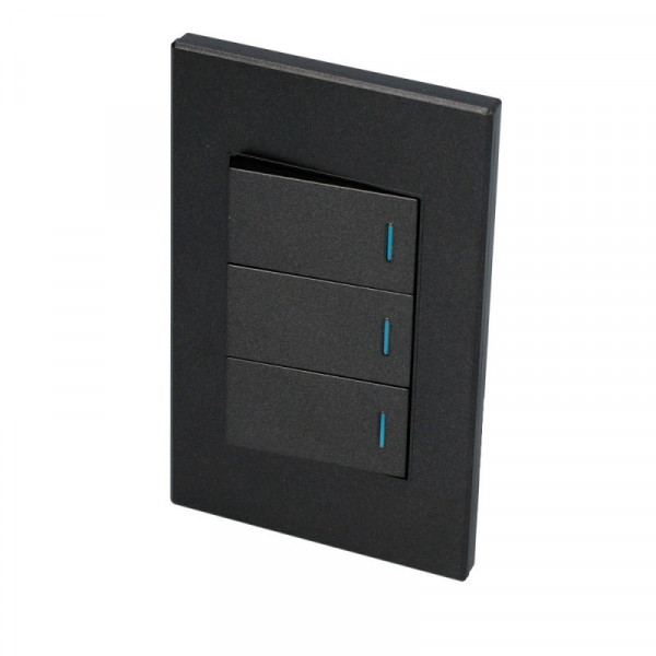 P623N SURTEK Placa con 3 Switch 1/3 color negro Surtek | DIHERESA
