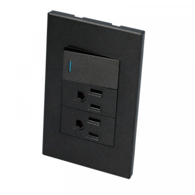 P625N SURTEK Placa con 1 Switch 2 Contactos 1/3 color negro Surtek | DIHERESA