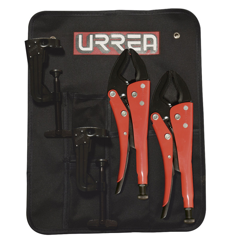 4100C URREA Juego de 2 pinzas de presión con soporte para mini banco Urrea | DIHERESA 4100C URREA Juego de 2 pinzas de presión con soporte para mini banco Urrea | DIHERESA