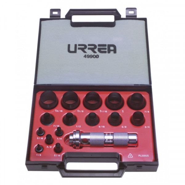 49900 URREA Juego de sacabocados 16 piezas 1/8-1 3/16" Urrea | DIHERESA
