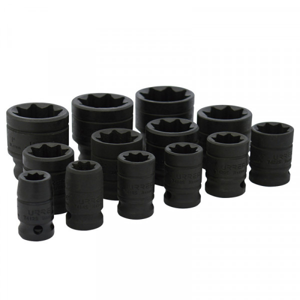 74J8P URREA Juego de 13 dados de impacto 1/2" 8 puntas Urrea | DIHERESA