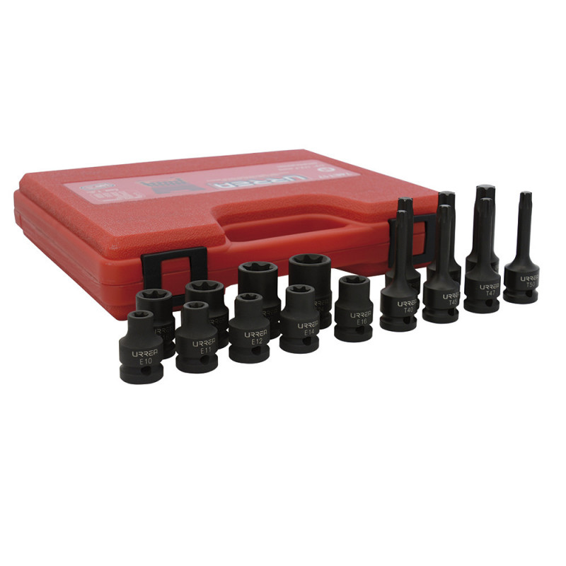 74ET17 URREA Juego de 16 dado de impacto Torx y hembra 1/2" Urrea | DIHERESA 74ET17 URREA Juego de 16 dado de impacto Torx y hembra 1/2" Urrea | DIHERESA
