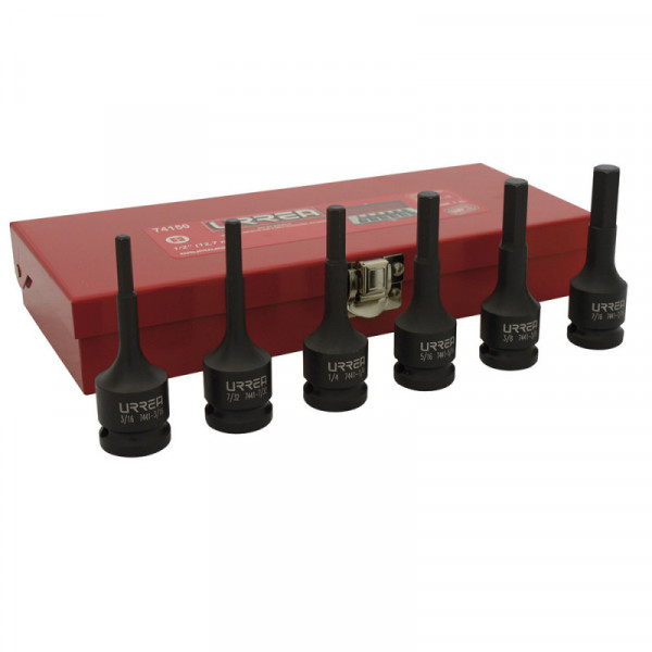74150 URREA Juego de 6 dados de impacto punta hexagonal  en pulgadas 1/2" Urrea | DIHERESA