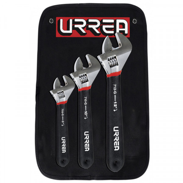 795G URREA Juego de 3 llaves ajustable rubber grip Urrea | DIHERESA