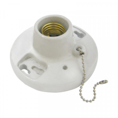 136666 SURTEK Portalámpara de porcelana redondo para techo con cadena 4.5" 127V Surtek | DIHERESA