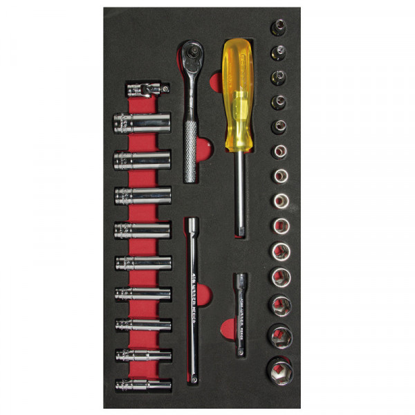 CH103 URREA Juego dados y accesorios Cuadro 1/4" - Métricos - cortos y largos 28 piezas Urrea | DIHERESA