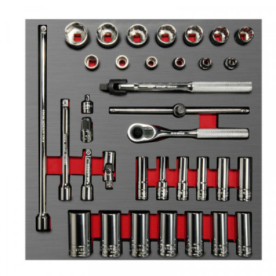 CH201L URREA Juego de dados y accesorios 3/8" en pulgaddas 35 piezas Urrea | DIHERESA