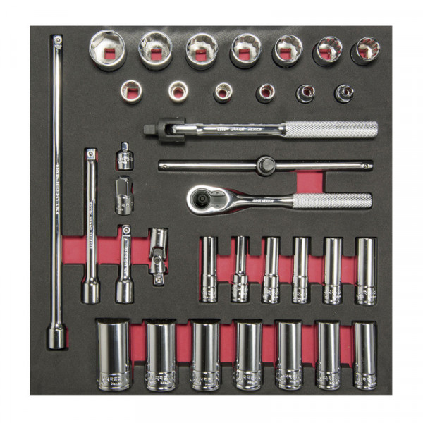 CH201 URREA Juego dados y accesorios Cuadro 3/8" - SAE - cortos y largos 35 piezas Urrea | DIHERESA
