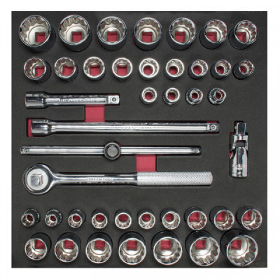 CH203 URREA Juego de dados y accesorio cuadro 1/2" - SAE y Métricos - 42 piezas Urrea | DIHERESA