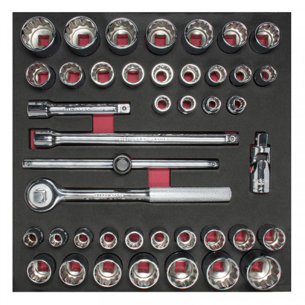 CH203 URREA Juego de dados y accesorio cuadro 1/2" - SAE y Métricos - 42 piezas Urrea | DIHERESA