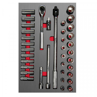 CH311L URREA Juego de dados y accesorios 1/2" métricos 37 piezas Urrea | DIHERESA