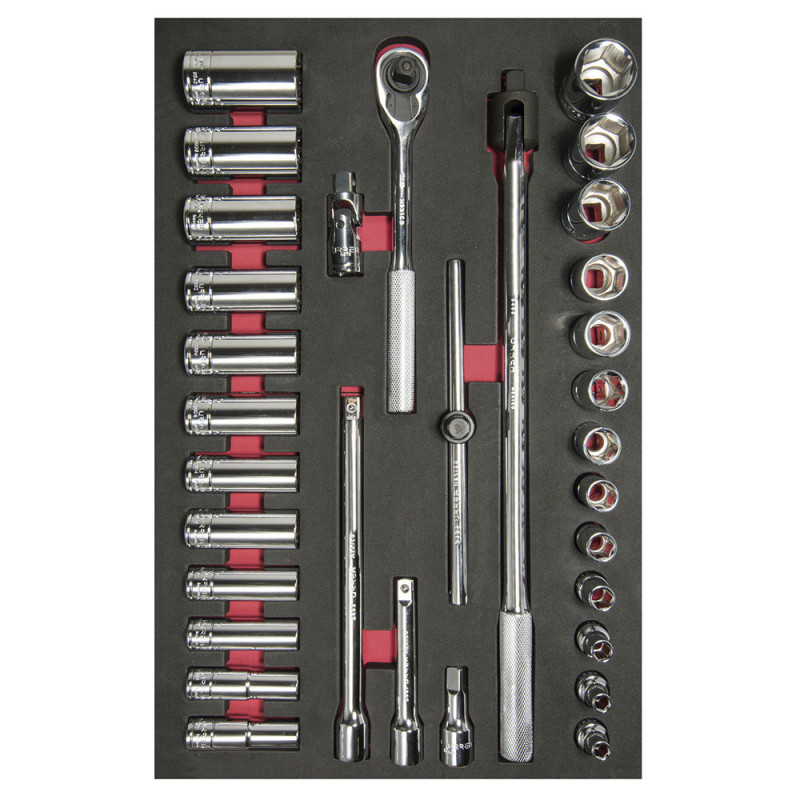 CH310 URREA Juego de dados y accesorios Cuadro 1/2" - SAE - Cortos y Largos - 32 piezas Urrea | DIHERESA CH310 URREA Juego de dados y accesorios Cuadro 1/2" - SAE - Cortos y Largos - 32 piezas Urrea | DIHERESA