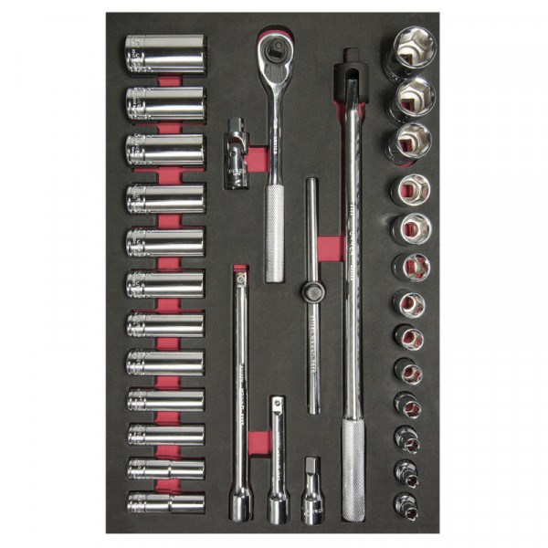 CH310 URREA Juego de dados y accesorios Cuadro 1/2" - SAE - Cortos y Largos - 32 piezas Urrea | DIHERESA
